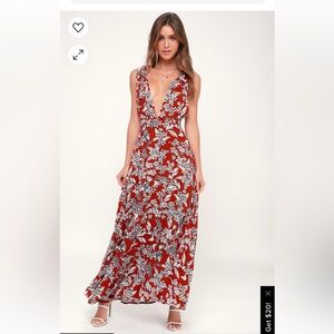 NWT Lulus Burgandy flower printed dress